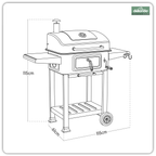 Charcoal Grill BBQ Smoker & Trolley with 2 Side Shelves - Black DG283
