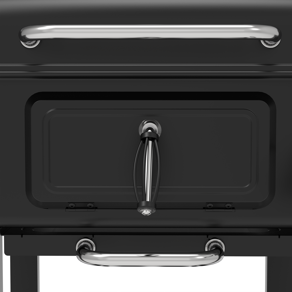 Charcoal Grill BBQ Smoker and Trolley with 2 Side Shelves - Black DG283