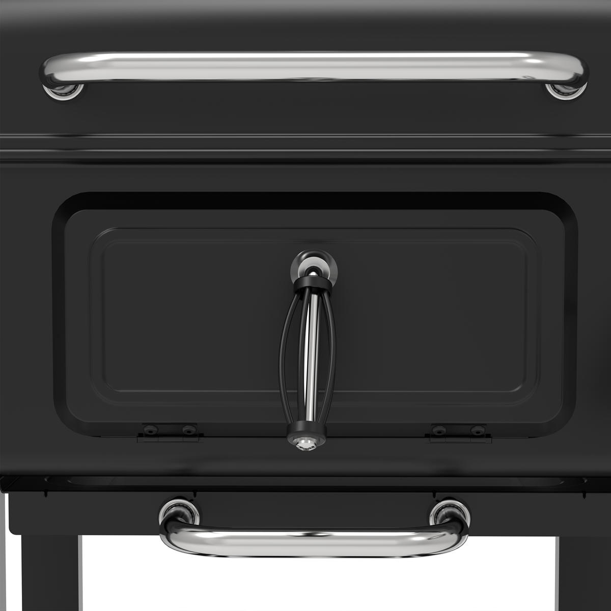 Charcoal Grill BBQ Smoker and Trolley with 2 Side Shelves - Black DG283