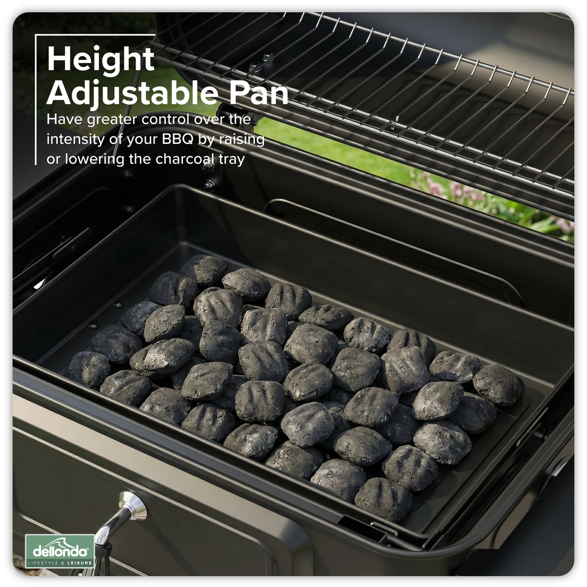 Charcoal Grill BBQ Smoker & Trolley with 2 Side Shelves - Black DG283