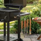 Charcoal Grill BBQ Smoker & Trolley with 2 Side Shelves - Black DG283