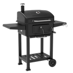Charcoal Grill BBQ Smoker & Trolley with 2 Side Shelves - Black DG283
