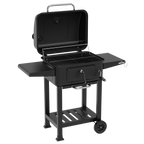 Charcoal Grill BBQ Smoker & Trolley with 2 Side Shelves - Black DG283
