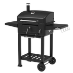 Charcoal Grill BBQ Smoker & Trolley with 2 Side Shelves - Black DG283