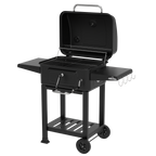 Charcoal Grill BBQ Smoker & Trolley with 2 Side Shelves - Black DG283