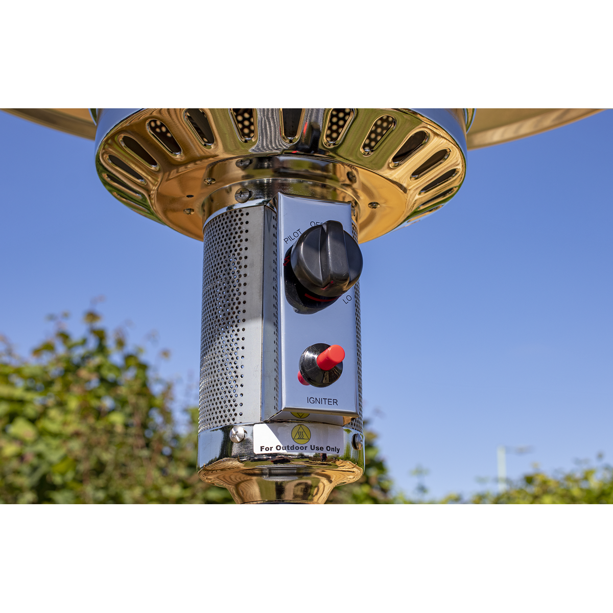 Dellonda Freestanding Outdoor Gas Patio Heater with Wheels 13kW - Stainless Steel DG2