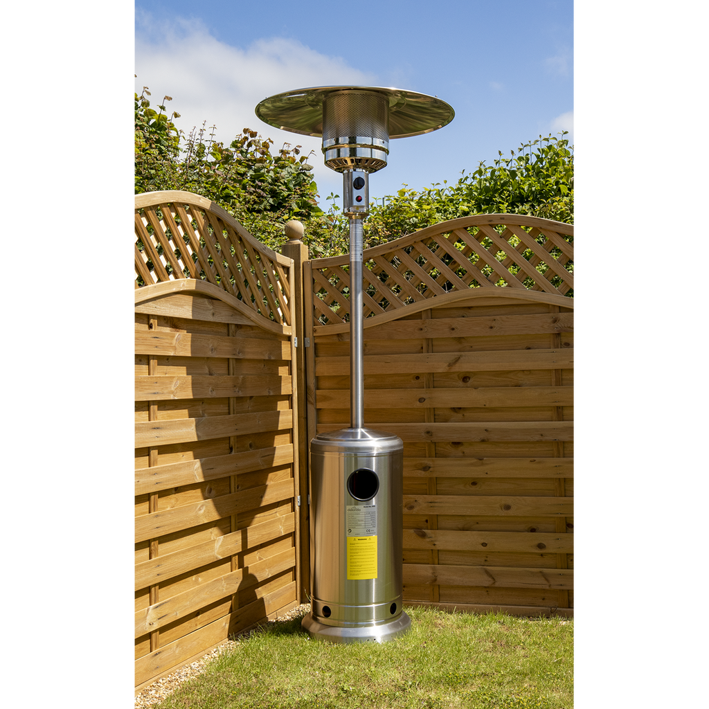 Dellonda Freestanding Outdoor Gas Patio Heater with Wheels 13kW - Stainless Steel DG2