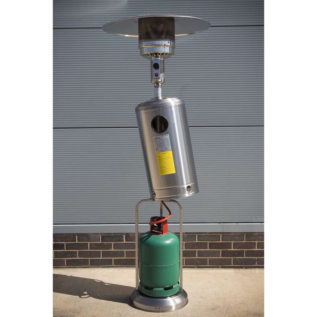 Dellonda Freestanding Outdoor Gas Patio Heater with Wheels 13kW - Stainless Steel DG2