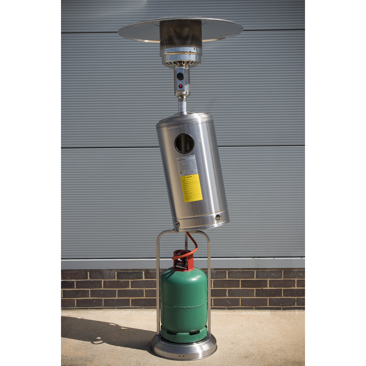 Dellonda Freestanding Outdoor Gas Patio Heater with Wheels 13kW - Stainless Steel DG2