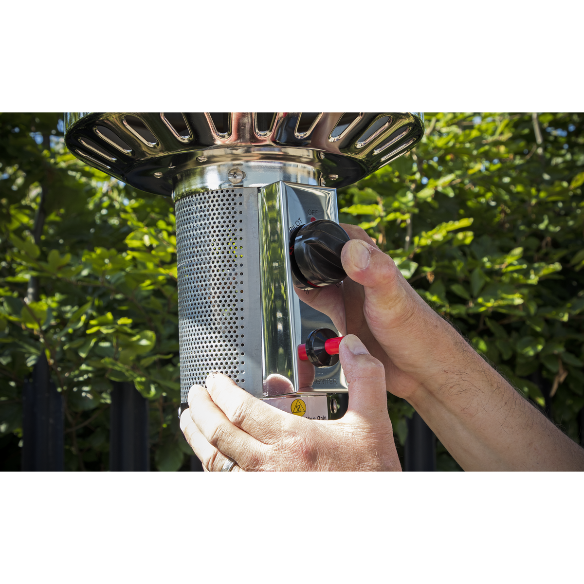 Dellonda Freestanding Outdoor Gas Patio Heater with Wheels 13kW - Stainless Steel DG2