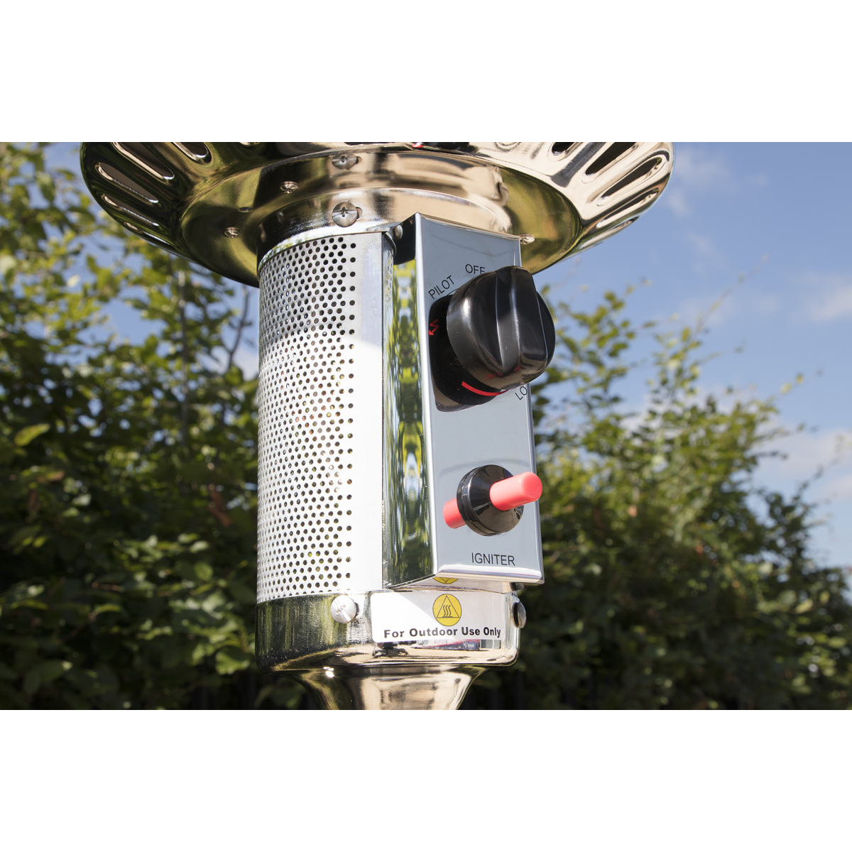 Dellonda Freestanding Outdoor Gas Patio Heater with Wheels 13kW - Stainless Steel DG2