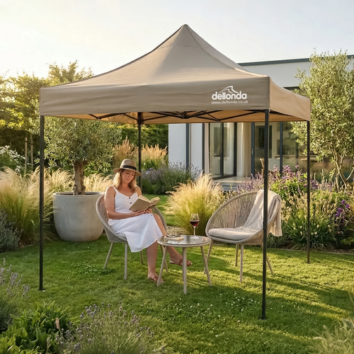 2x2m Pop-Up Gazebo Canopy with Water-Resistant Carry Bag, Stakes & Weight Bags - Beige DG303