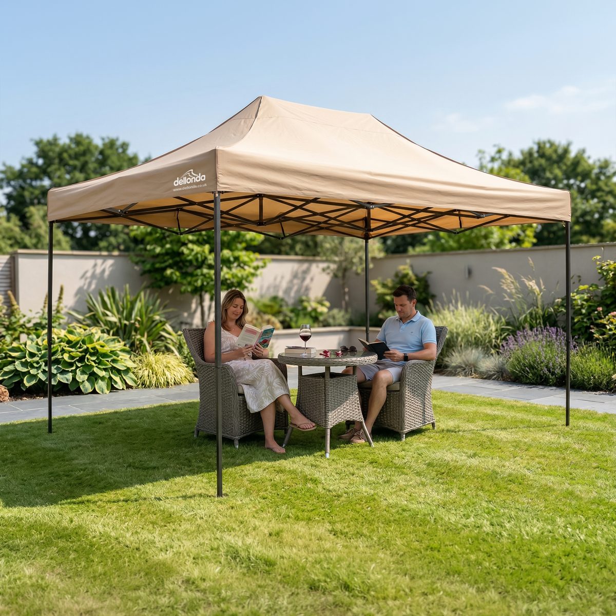 3x4.5m Pop-Up Gazebo Canopy with Water-Resistant Carry Bag, Stakes & Weight Bags - Beige DG305