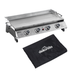 4 Burner Portable Gas Plancha with Warming Rack 10kW & Heavy Duty Cover DG311