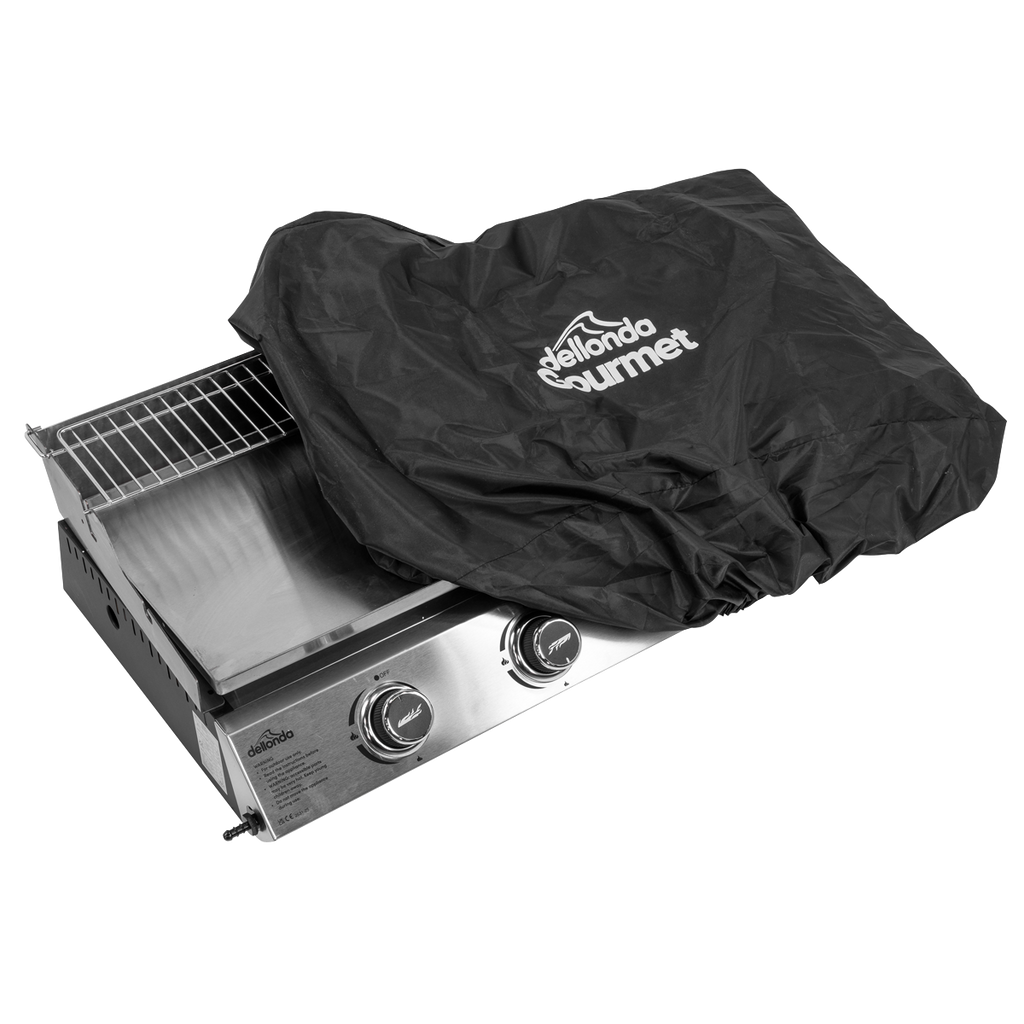 4 Burner Portable Gas Plancha with Warming Rack 10kW & Heavy Duty Cover DG311