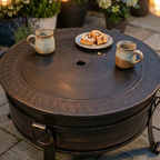 Dellonda Deluxe 2-in-1 Outdoor Fire Pit/Coffee Table 76cm - Antique Bronze Effect DG42