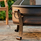 Deluxe 2-in-1 Outdoor Fire Pit/Coffee Table with Drawstring Cover 93cm Antique Bronze Effect DG237