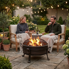 Dellonda Deluxe 2-in-1 Outdoor Fire Pit/Coffee Table 76cm - Antique Bronze Effect DG42