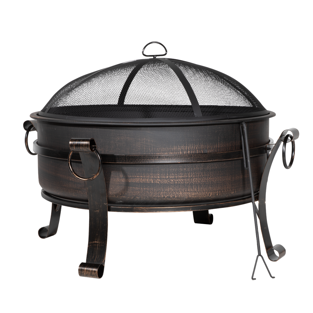 Dellonda Deluxe 2-in-1 Outdoor Fire Pit/Coffee Table 76cm - Antique Bronze Effect DG42
