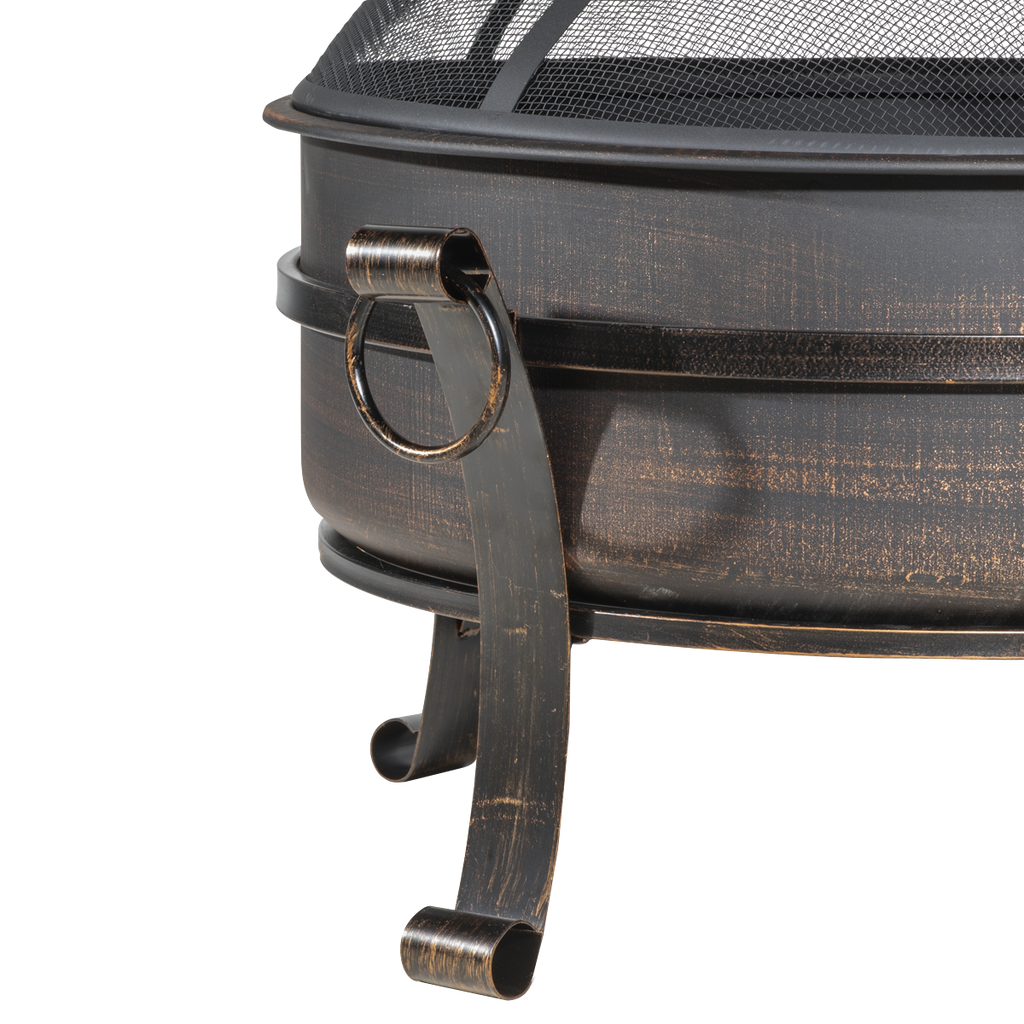 Dellonda Deluxe 2-in-1 Outdoor Fire Pit/Coffee Table 76cm - Antique Bronze Effect DG42