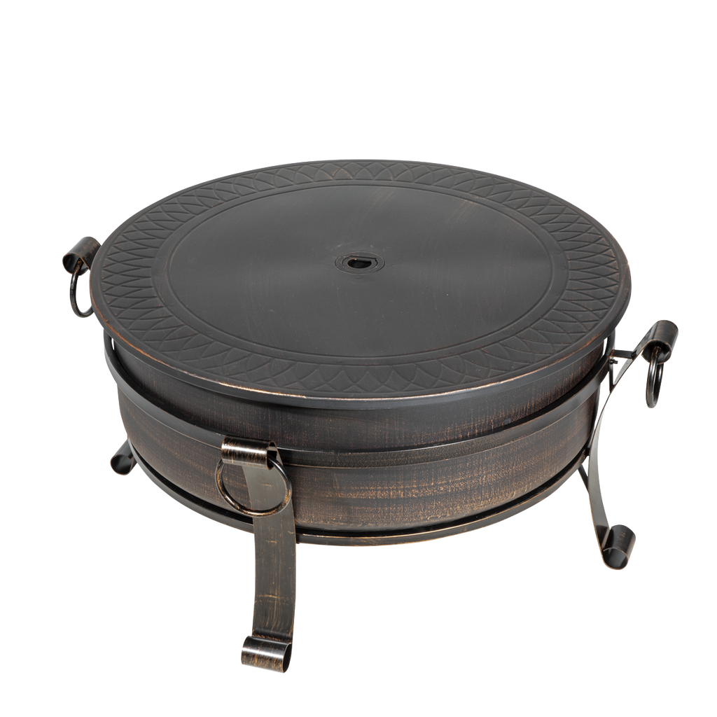 Dellonda Deluxe 2-in-1 Outdoor Fire Pit/Coffee Table 76cm - Antique Bronze Effect DG42