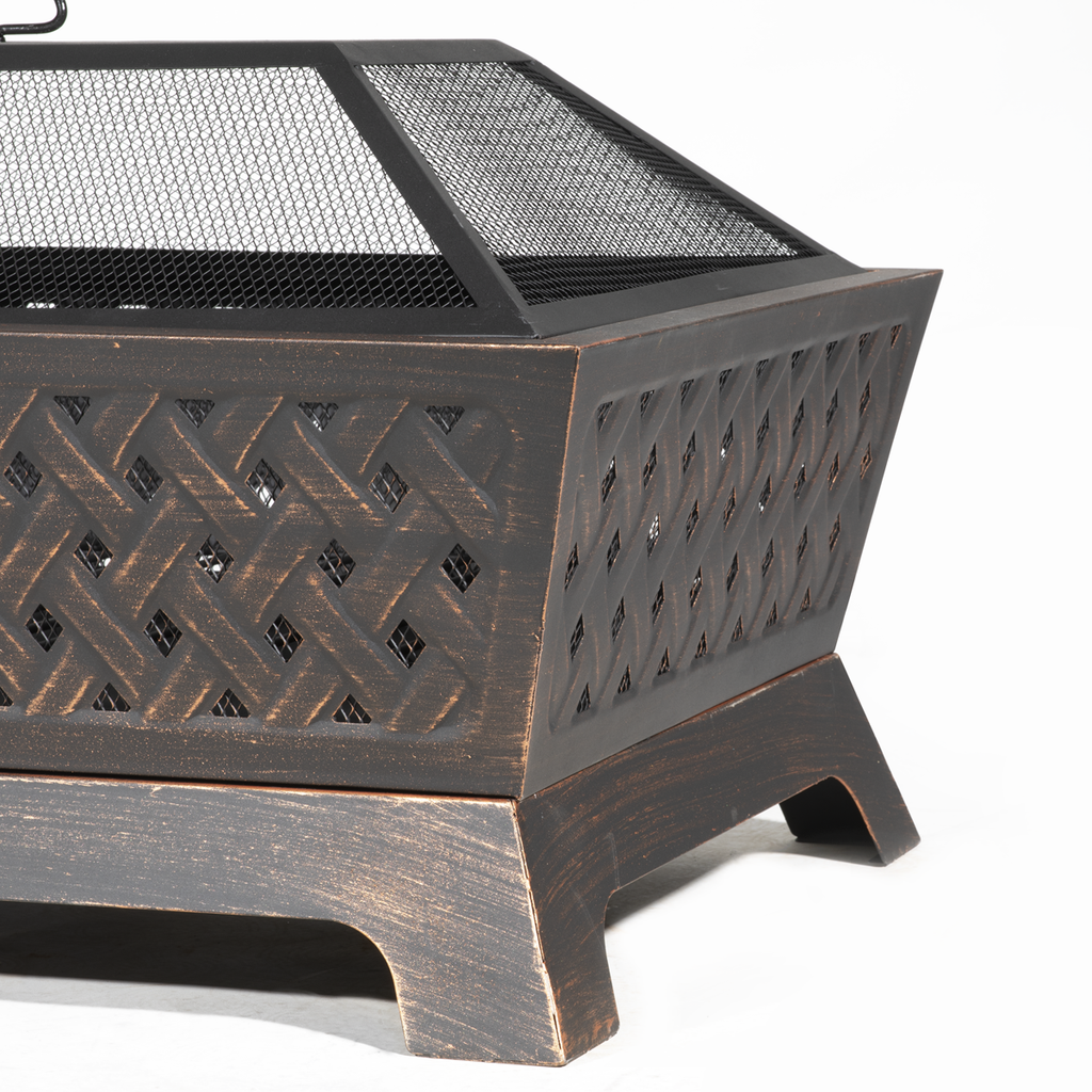Rectangular Outdoor Fire Pit 89cm - Antique Bronze Effect DG44