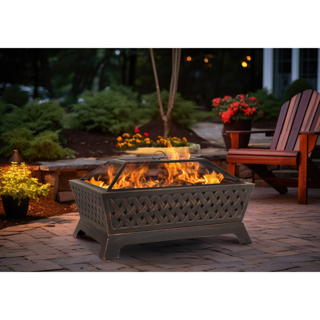 Rectangular Outdoor Fire Pit 89cm - Antique Bronze Effect DG44