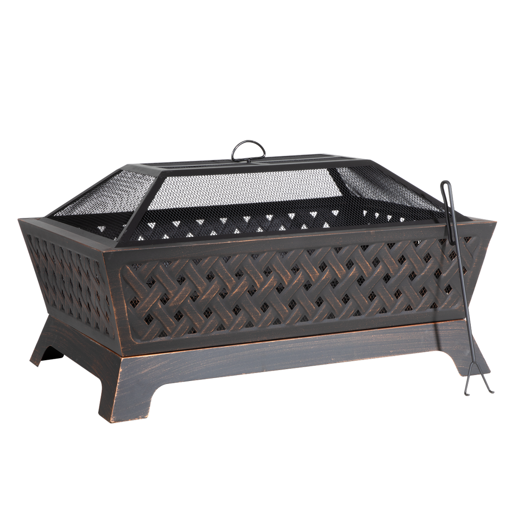 Rectangular Outdoor Fire Pit 89cm - Antique Bronze Effect DG44