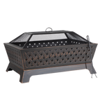 Rectangular Outdoor Fire Pit 89cm - Antique Bronze Effect DG44