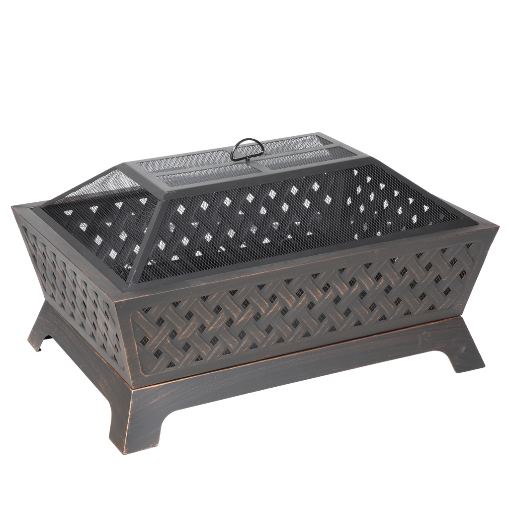 Rectangular Outdoor Fire Pit 89cm - Antique Bronze Effect DG44