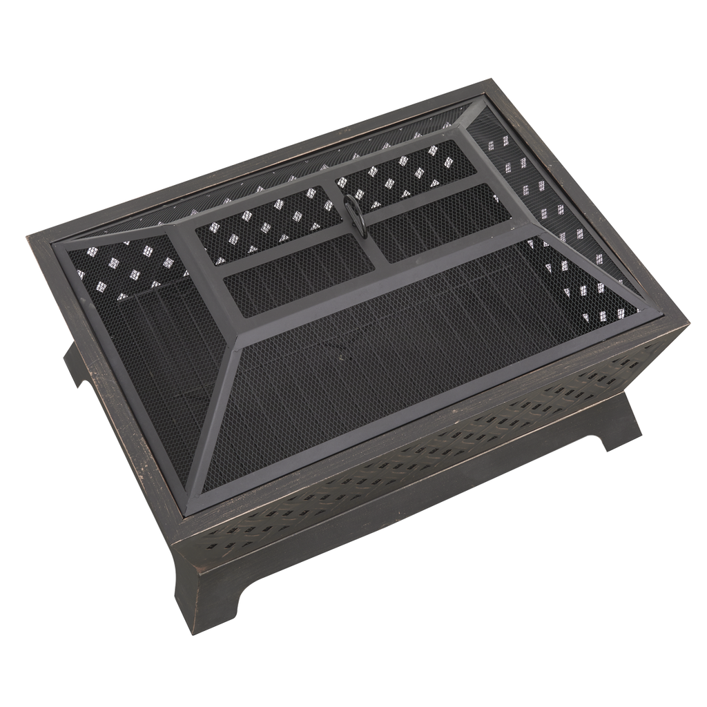 Rectangular Outdoor Fire Pit 89cm - Antique Bronze Effect DG44