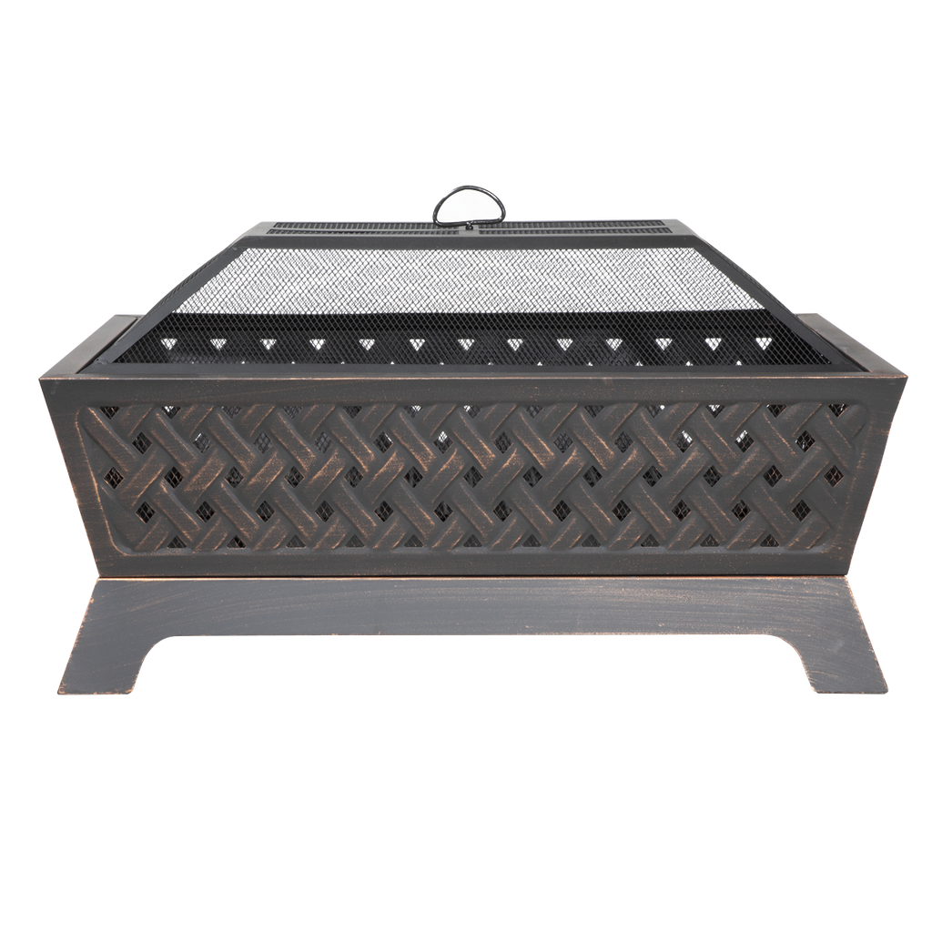 Rectangular Outdoor Fire Pit 89cm - Antique Bronze Effect DG44