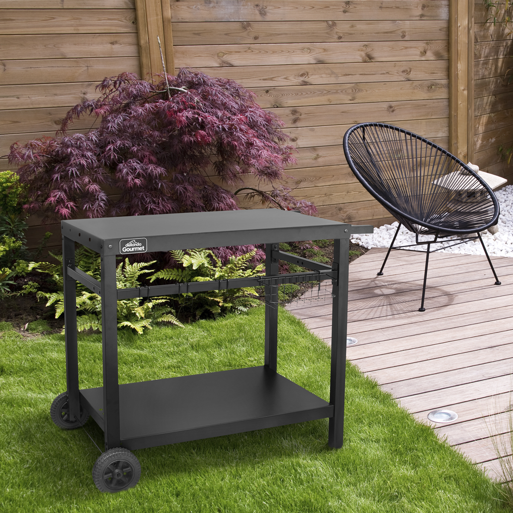 Plancha Trolley with Utensil Holder - Black DG45