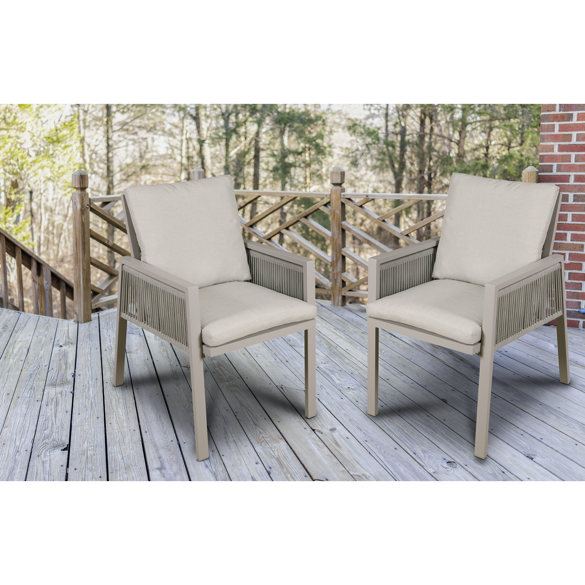 Fusion Garden/Patio Dining Chairs with Armrests 6pc - Light Grey DG49