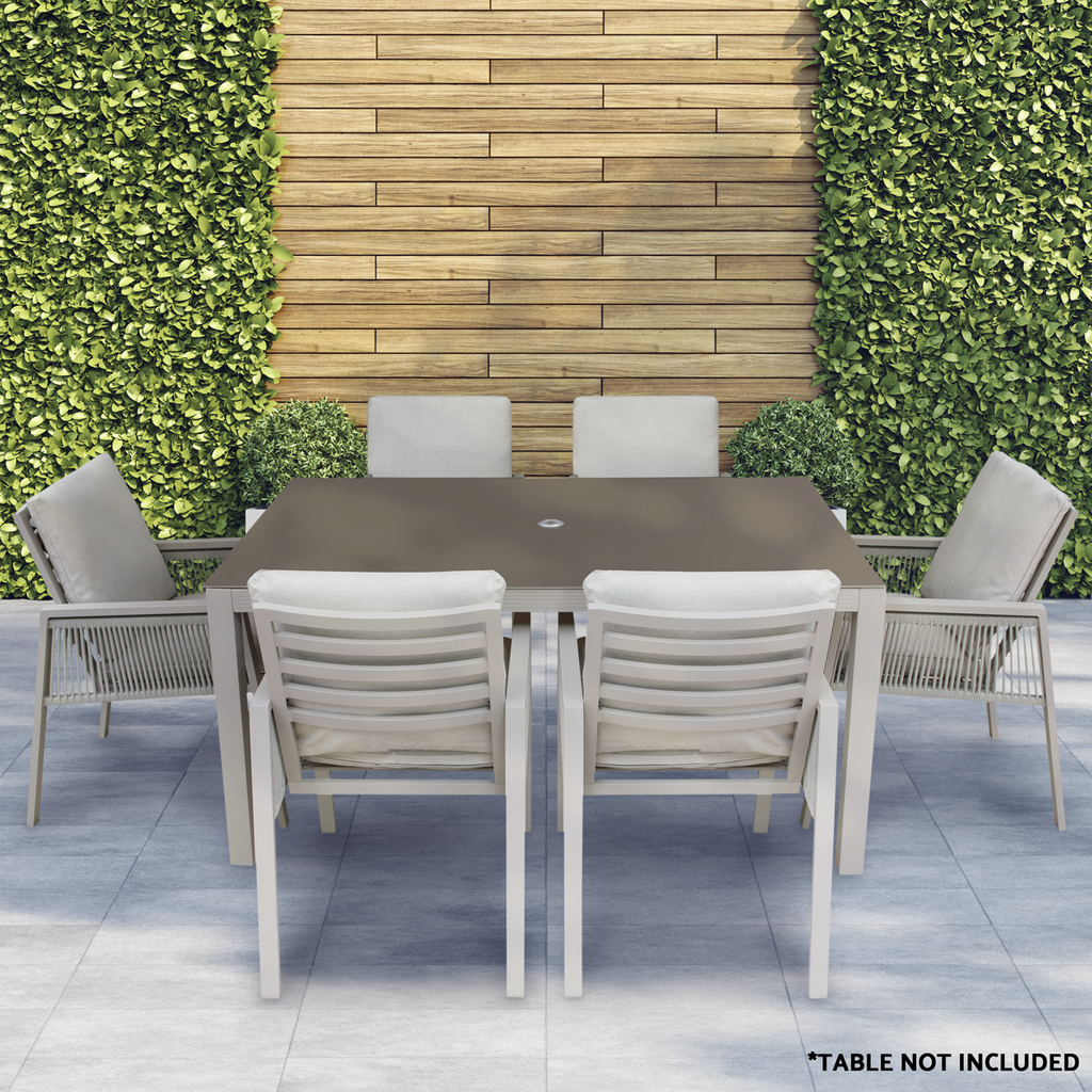 Fusion Garden/Patio Dining Chairs with Armrests 6pc - Light Grey DG49