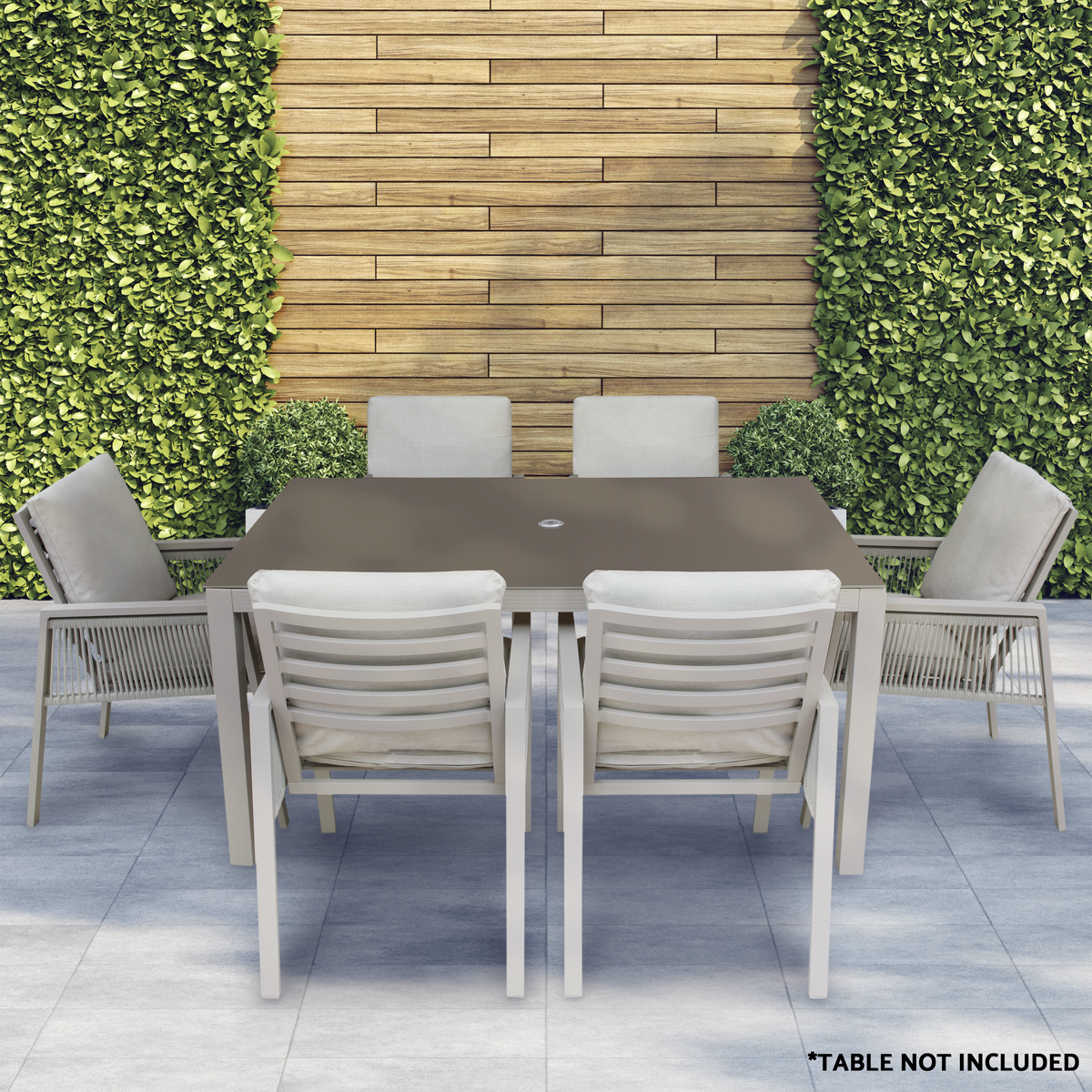 Fusion Garden/Patio Dining Chairs with Armrests 6pc - Light Grey DG49