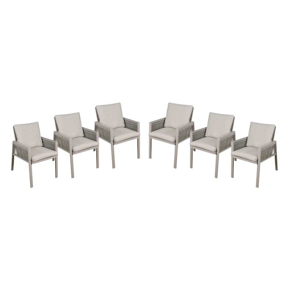 Fusion Garden/Patio Dining Chairs with Armrests 6pc - Light Grey DG49