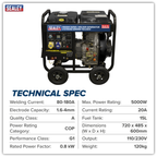 5000W Diesel Welder Generator 4-Stroke Engine 110/230V DG5000W