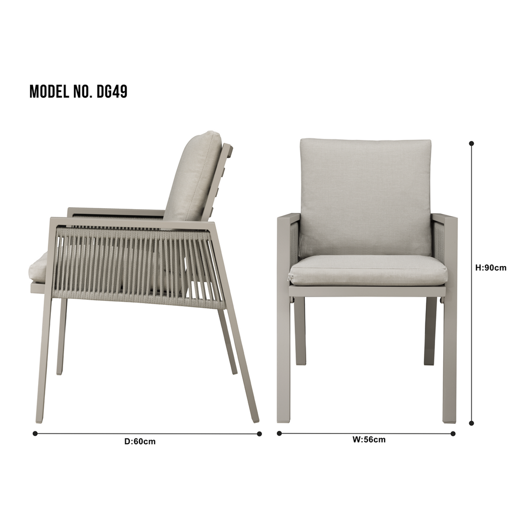 Fusion Garden/Patio Dining Chairs with Armrests 4pc - Light Grey DG50