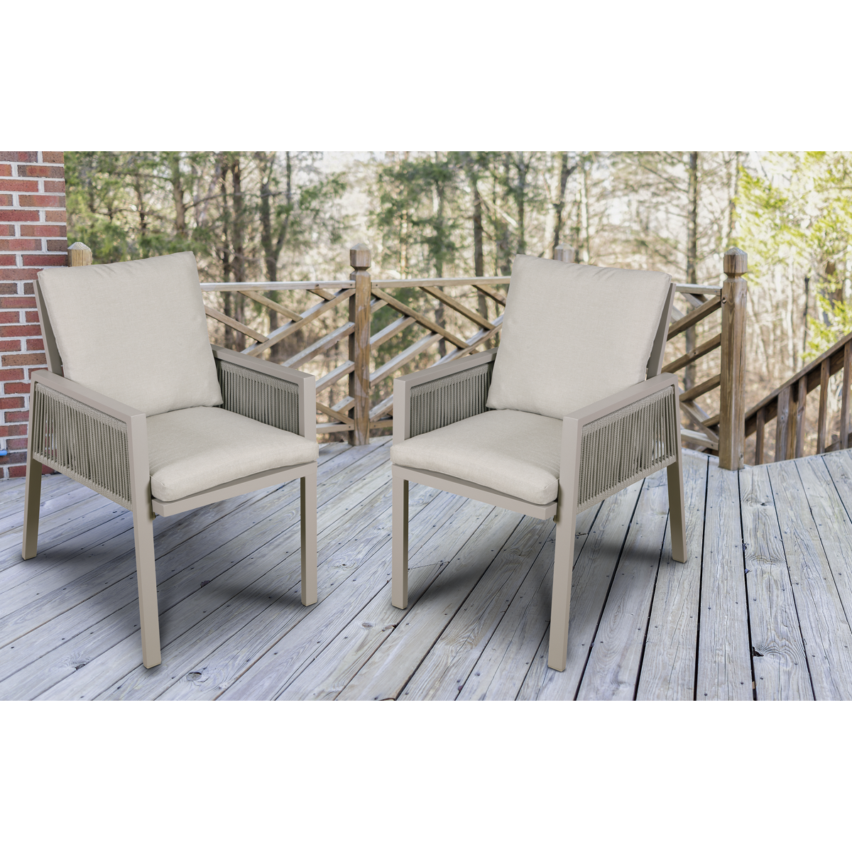 Fusion Garden/Patio Dining Chairs with Armrests 4pc - Light Grey DG50