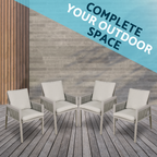 Fusion Garden/Patio Dining Chairs with Armrests 4pc - Light Grey DG50