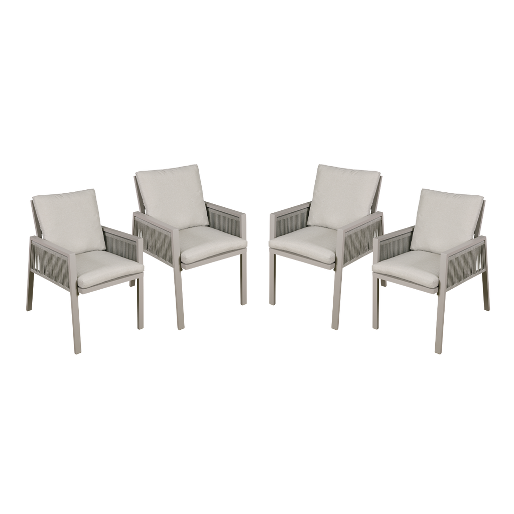 Fusion Garden/Patio Dining Chairs with Armrests 4pc - Light Grey DG50