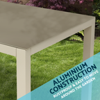 Fusion Aluminium Garden Dining Table with Tempered Glass & Parasol Hole - Light Grey DG51