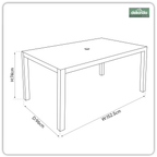 Fusion Aluminium Garden Dining Table with Tempered Glass & Parasol Hole - Light Grey DG51