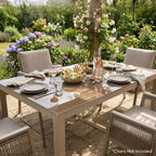 Fusion Aluminium Garden Dining Table with Tempered Glass & Parasol Hole - Light Grey DG51