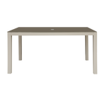 Fusion Aluminium Garden Dining Table with Tempered Glass & Parasol Hole - Light Grey DG51