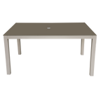 Fusion Aluminium Garden Dining Table with Tempered Glass & Parasol Hole - Light Grey DG51