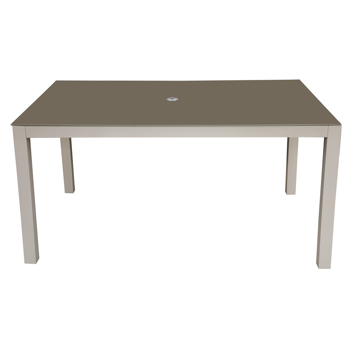 Fusion Aluminium Garden Dining Table with Tempered Glass & Parasol Hole - Light Grey DG51