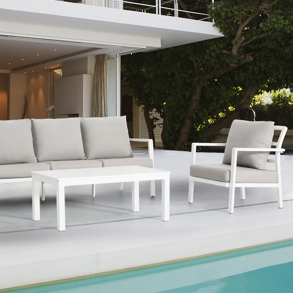 Kyoto Aluminium Outdoor Sofa & Coffee Table Set 4pc DG52