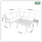 Kyoto Aluminium Outdoor Corner Sofa & Coffee Table Set 3pc DG53